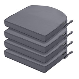 Comcaver Outdoor Chair Cushions Set of 4 Waterproof Patio Chair Cushions with Tie 5 Year Color Fastness Thick Outdoor Seat Cushion for Garden Lawn Round Corner Dark Grey 17x16 Inch