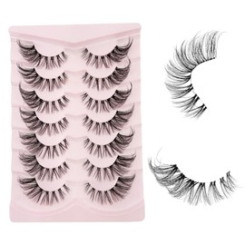 Cat Eye Lashes Wispy Mink Lashes Yasnai 18mm False Eyelashes Strips Lashes Fake Lashes Natural Eyelashes 7 Pairs Pack