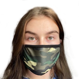 Komonee Adults Face Mask Washable Reusable Trendy Dustproof Green Camo Camouflage Cloth Mouth Cover Covering For Boys Girls Outdoors Indoors Childrens School Protection