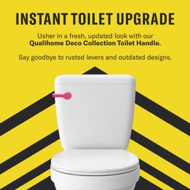 Qualihome Front Mount Toilet Handle, Universal Toilet Flush Handle, Elegant Toilet Lever, Complete Toilet Handle Replacement Kit, Heavy-Duty Toilet Tank Flusher Handle (Pink Finish)