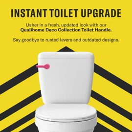 Qualihome Front Mount Toilet Handle, Universal Toilet Flush Handle, Elegant Toilet Lever, Complete Toilet Handle Replacement Kit, Heavy-Duty Toilet Tank Flusher Handle (Pink Finish)