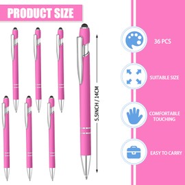 50 Pcs Black Inkling Ballpoint Pen with Stylus 2 in 1 Ballpoint Pen for Touch Screens, 2 in 1 Thank You Pen Gift for Colleagues, Coworker, Office (Rose Pink)