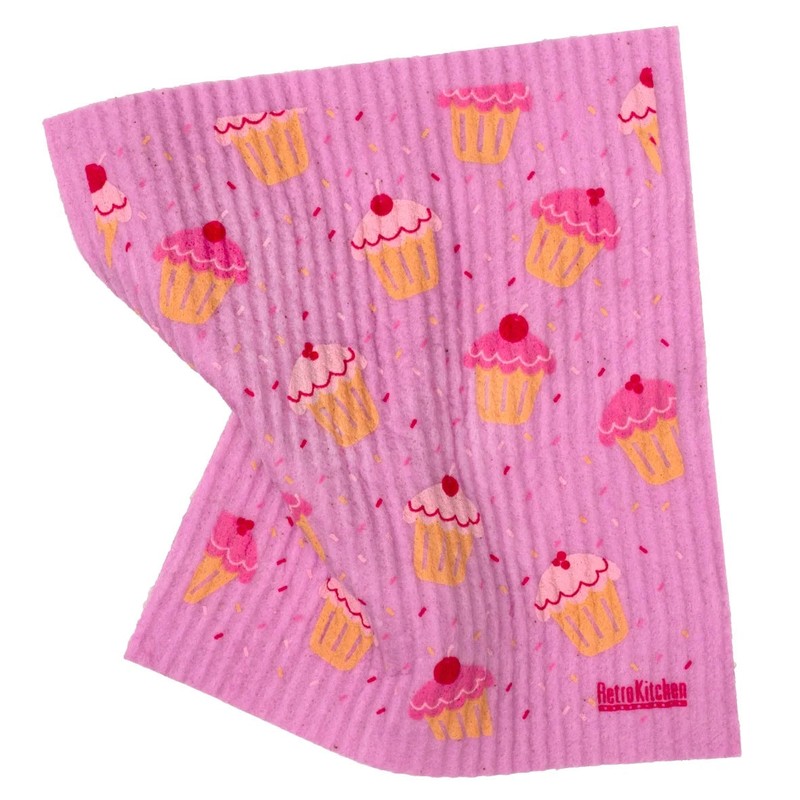 RetroKitchen Swedish Dish Sponge Cloth - Cupcakes