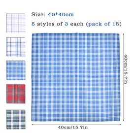 Men's Fabric Handkerchiefs, 15 Pieces, Handkerchiefs, Men's Squares, Cotton, 40 x 40 cm, Fabric Handkerchiefs, Men's Handkerchiefs, Cotton, Men's Handkerchief, Men's Handkerchiefs, m