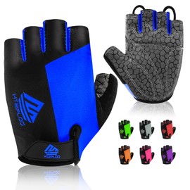 HTZPLOO Bike Gloves - Cycling Gloves with Anti-Slip Pad, Light Weight, Nice Fit, Half Finger (Blue, Medium)