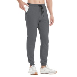 Idtswch 32 Inseam Men's Tall Sweatpants Joggers Regular Fit Workout Pants for Tall Men Dark Gray
