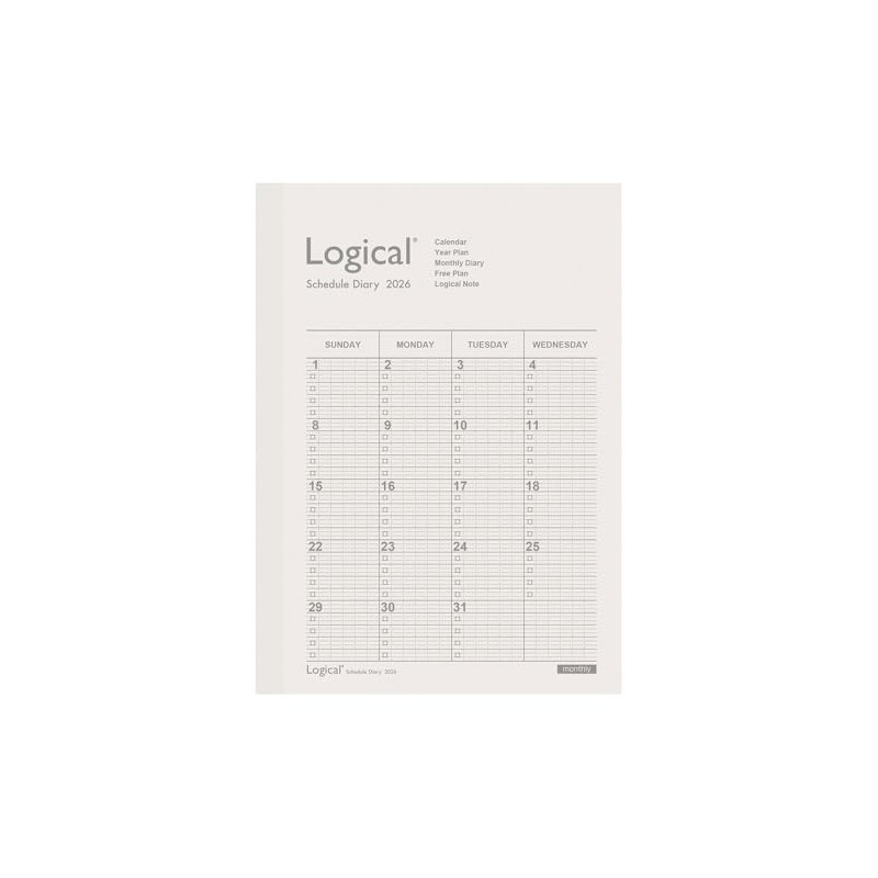 【2026 Edition Hand Diary】 Nakabayashi Logical Diary 2026 Monthly Notebook