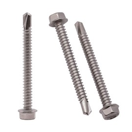 #12 x 2" (50 pack) Hex Washer Head Self Drilling Screws (5/8" to 3" available), Hex Drive, Flange Hex Self Tapping Screws, 410 Stainless Steel Sheet Metal Screws, No Pre-drilled Needs
