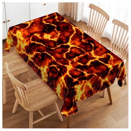 Walmsco Tablecloth Red flame Decor For Dining Room Kitchen Rectangular Table Cover 132 * 178cm