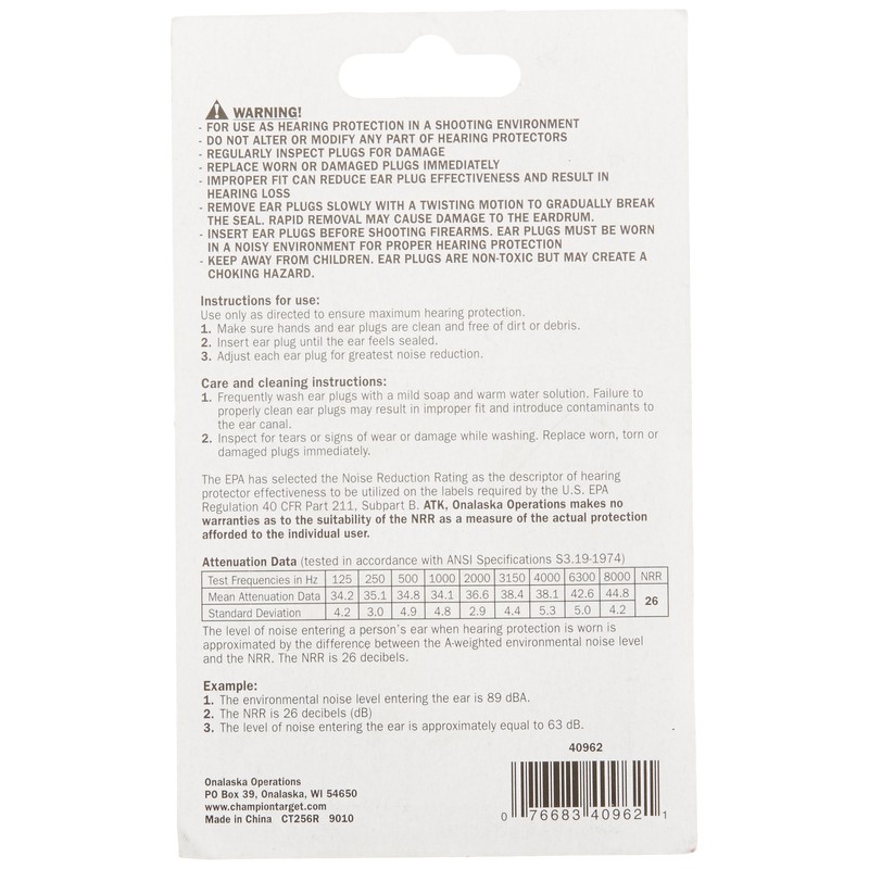 Champion Gel Corded Ear Plugs with Case, 1 Count (Pack