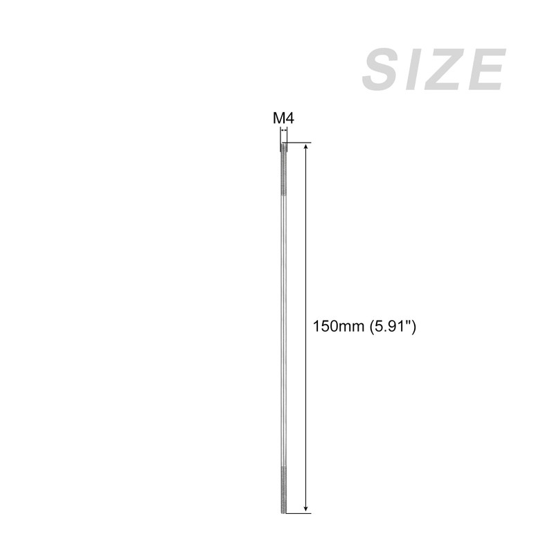 METALLIXITY 5 Pcs Double Sided Stud Bolts (M4 Thread 150mm