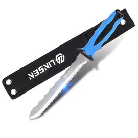 PAXLINSEN Stainless Steel Garden Knife with 11" Blade with New Handle, Double Side Utility Sod Cutter Lawn Repair Garden Knife with Nylon Sheath (BLUE)