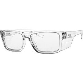 Safety Reading Glasses - Full Lens Magnifying from +1.00 to +3.00 in Clear - ANSI Z87+ Approved Safety Frame (Clear, 1.00) (Clear, 1.00, Diopters)