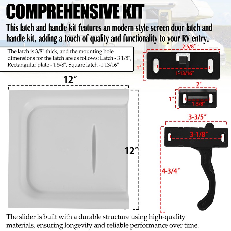 Aussio RV Screen Door Latch Handle Kit (Right Hand) and