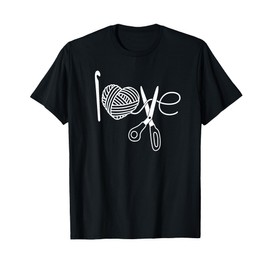 Crochet Love Crochet Heart Yarn Knitting I Love Crochet T-Shirt, Small, Black