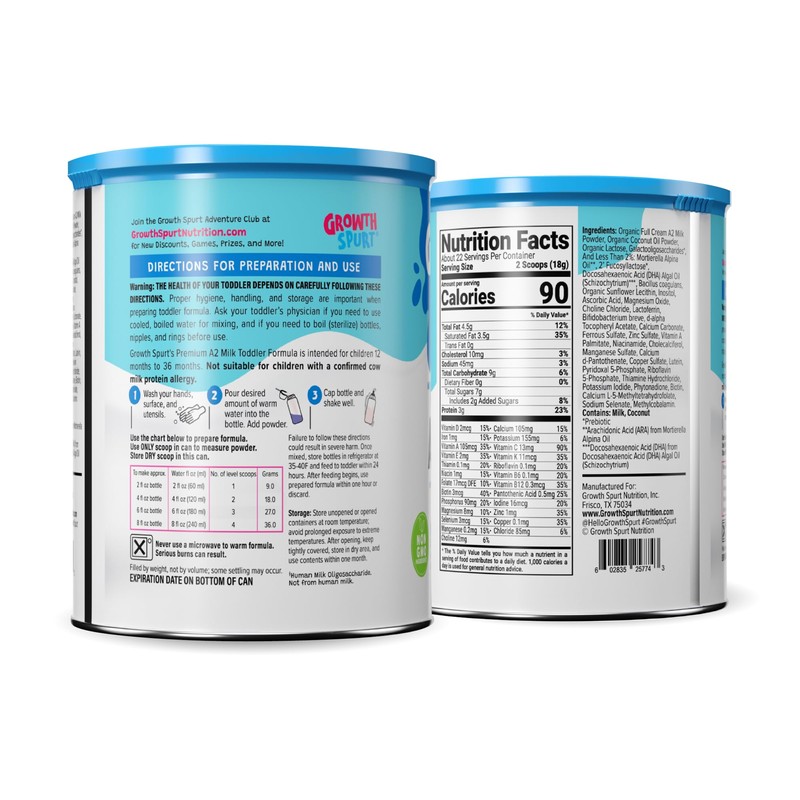 GROWTH SPURT Organic A2 Toddler Formula Easy to Digest Comfort
