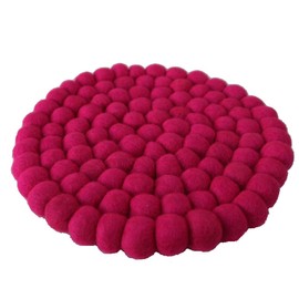 Maharanis Fairtrade Felt Coaster Pot Saucer Pink 22 cm Handmade Pure Wool Heat Resistant