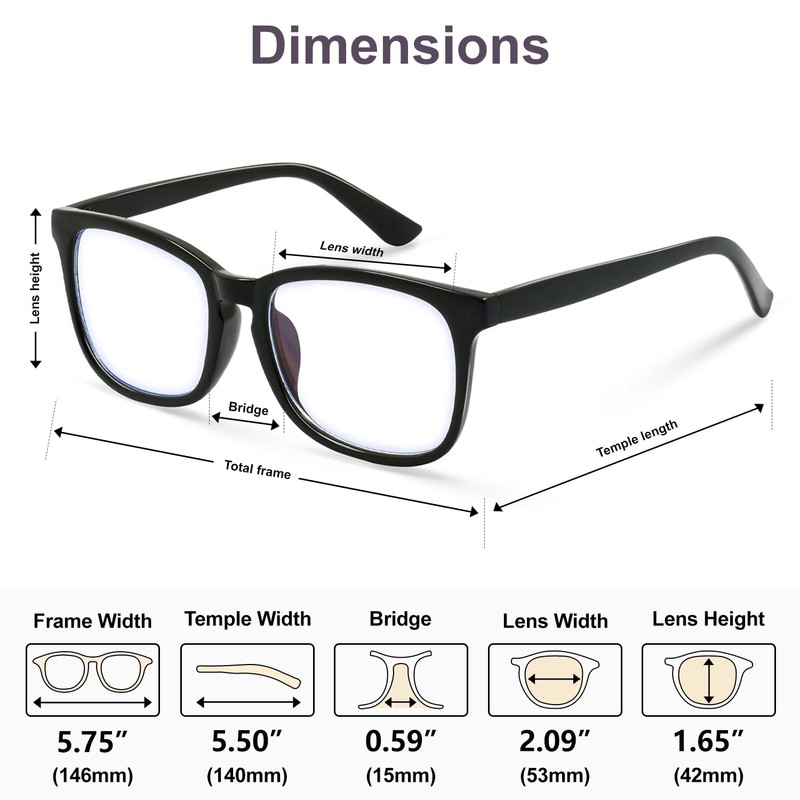 VISOONE Blue Light Blocking Glasses Square with Anti Computer Glare