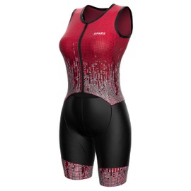 Sparx Women's Triathlon Suit One Piece Sleeveless Full Zipper Tri Suit Quick Drying Running Swimming Cycling, Burgundy, X-Large