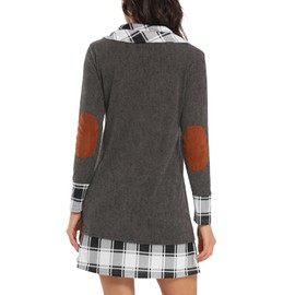 Alaster Queen Women's Long Sleeve Fall Dresses 2025 Black White Plaid Cowl Neck Winter Tunic Dress Cute Sweater Short Dress for Women