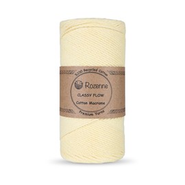 Rozenne Classy Flow 100% Cotton Macrame Cord Soft Yarn for Crocheting & Knitting, Each 8.8 Oz (250 Gr), 273 Yd (250 mt) (1, Light Yellow - 03)