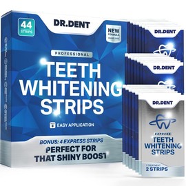 DRDENT Professional Teeth Whitening Strips - Pack of 44 Strip - 22 Treatments Kit - Safe for Enamel - Non Sensitive Teeth Whitening - Whitening Without Any Harm + Mouth Opener Included:_44
