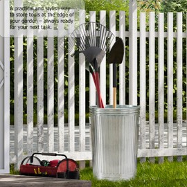 Gardenised Round Galvanized Steel 17 Gallon Trash Can with Lid and Handles Durable Metal Storage Bucket for Backyard Lawn Garden and Yard Use Weather-Resistant Garbage Can for Indoor and Outdoor