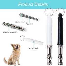 INSPUTOL Pack of 2 Adjustable Dog Training Whistles with Lanyard, High Frequency Silent Whistles for Recall and Bark Control(White+Black)