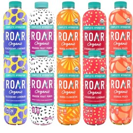 Roar Organic Beverages Variety Pack, 10-Pack (18oz Bottles) – Strawberry Lemonade, Dragon Fruit Punch, Mango Clementine, Blackberry Lemonade & Georgia Peach – Refreshing Organic Drink