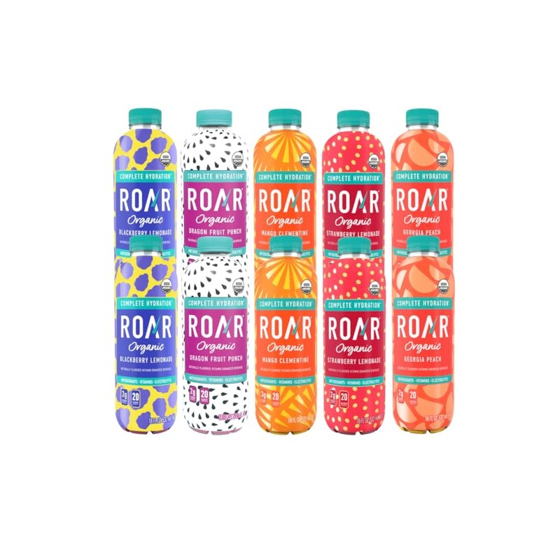 Roar Organic Beverages Variety Pack, 10-Pack (18oz Bottles) – Strawberry