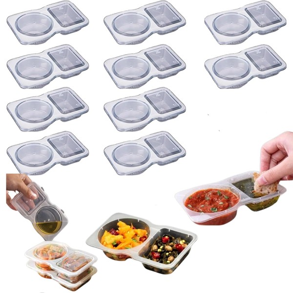Uioecn Uioecn 10PCS Double Compartment Condiment Container,Double Compartment Condiment Container