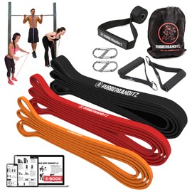 RubberBanditz- Resistance Bands Workout at-Home Set (7 pcs), Exercise Bands, Door Anchor, Handles, Carry Bag, Straps | for Resistance Training, Physical Therapy, Home Workouts (5-200lbs)| Thick Bands