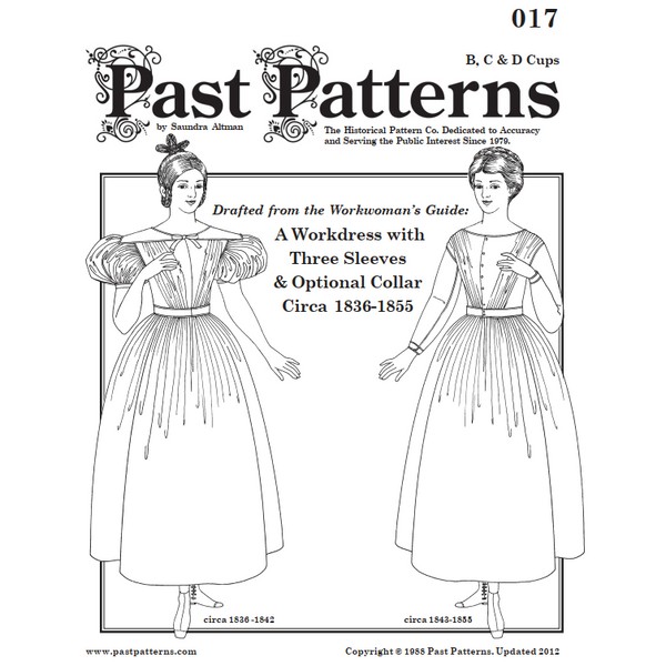 Past Patterns 0017 - 1830s Workdress Sewing Pattern sizes 16-20