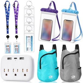 Tenceur 11 Pcs Cruise Accessories Kit 4 Carnival Cruise Luggage Tag 2 Lanyard 1 Power Strip 2 Phone Pouch 2 Folding Schoolbag(Simple)