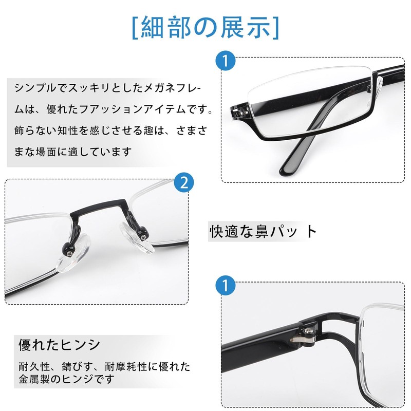 CINECE Underrim Date Glasses, Fashion Glasses, Square, Blue Light, Glasses