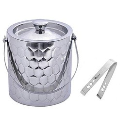 Kosma Limited Edition Designer Double Wall Ice Bucket Stainless Steel with Ice Tong - 1.5 Litre | Ice Cube Buckets