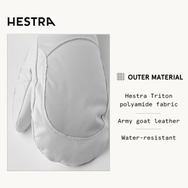 Hestra Heli Ski Womens Glove - Classic Leather Snow Mitten for Skiing, Snowboarding and Mountaineering (Women’s Fit) - Pale Grey/Offwhite - 6