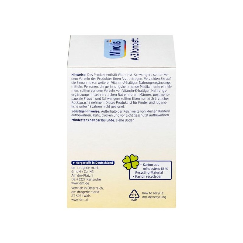 디엠 미볼리스 비타민 AZ 디포 정제 100개 138g DM Mivolis