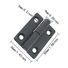 ITROLLE 2PCS 50x36x2mm Black Lift Off Hinge Stainless Steel 304 Lift Off Hinges Detachable Slip Joint Small Flag Hinges Rising Butt Door Hinges, Left Handedness