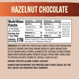 Mezcla Vegan Protein Bars, Gluten Free Snack Made with Pea Protein Crisps, Organic Dark Chocolate & Hazelnuts, Healthy Snacks, Hazelnut Chocolate, Crunchy High Protein Bar, 10g of Protein, 12 Pack