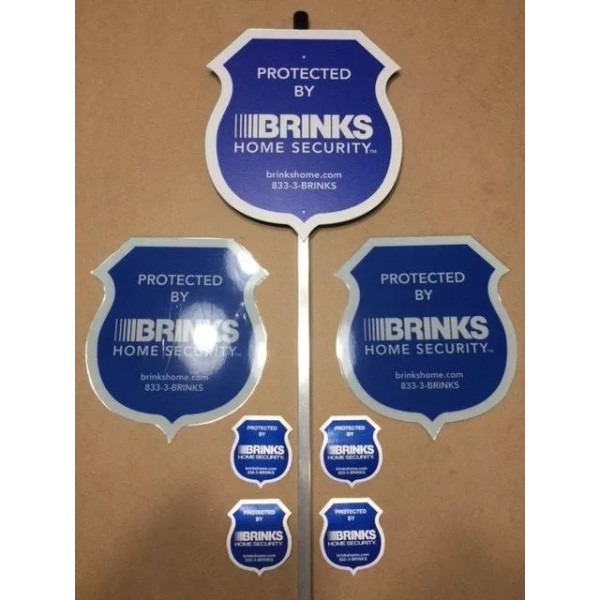 BRINKS REFLECTIVE Security Yard Sign with Stake + 4 2-Sided