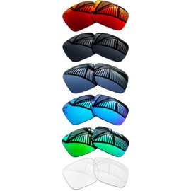 MYCOURAG 6 Pairs Replacement Lenses for Oakley Holbrook OO9102 / Holbrook Asian Fit (AF) OO9244 Sunglasses - Solid Black+Emerald+Ice Blue+Fire Red+Titanium+HD Clear
