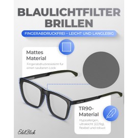 EdelBlick Blue Light Filter Glasses Men & Women – Effective Protection Thanks to the Stylish Blue Light Glasses for Office & Computer Work – Blue Light Filter at Work with Elegant Design, Green