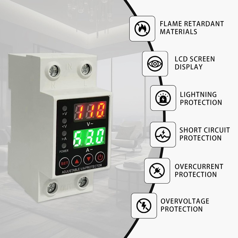 63A Smart Voltage Protector, Adjustable Over Voltage & Low Voltage