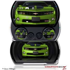 2010 Chevy Camaro Green - Black Stripes on Black - Decal Style Skins (fits Sony PSPgo)