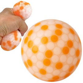 MIJOMA Anti-Stress Squeeze Ball with Bead Filling - Stress Relief & Muscle Training, Fun Kneading, Ideal for Office & Travel, 7 cm (White/Orange)