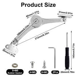 2 Pcs Soft Close Lid Support Hinges with Screw Installation Accessories, Cabinet Hinges Stay Folding Drop Down, Cupboard Door Hinges Lift Up Stay for Furniture Kitchen Wardrobe Toy Box