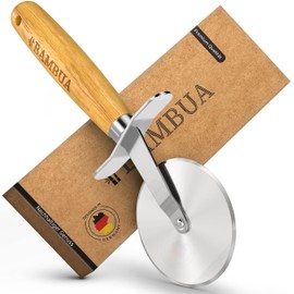BAMBUA Pizza Cutter - [100% Plastic-Free] Pizza Roller with Elegant Bamboo Handle - Made of Moso Bamboo - High-Quality Stainless Steel Blade - For Effortless Pizza Cutting - Premium Pizza Cutter