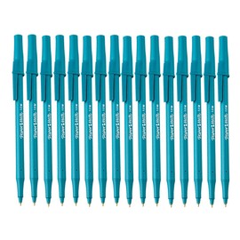 16 x Papermate Write Bros Classic Ballpoint Stick Pen, 1.0mm Medium Point, Blue Barrel/Blue Ink - Loose in Plain Packaging