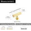 QOGRISUN 5-Pack Solid Brass Cabinet Knobs, Gold Square T Bar